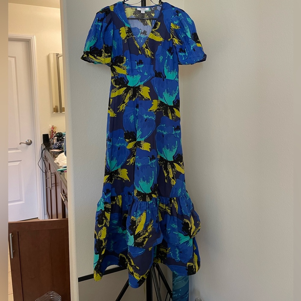 Christopher john rogers blue maxi flare dress